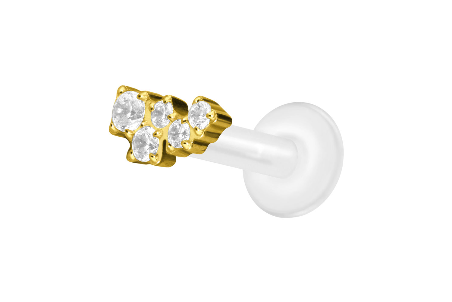 PTFE Labret Piercing mit Innengewinde + Titan-Aufsatz KRISTALLWOLKE